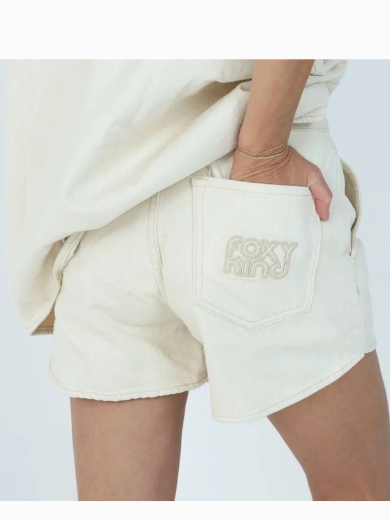 The Foxy Kind Ace High Denim Cream Shorts In Buttermilk Nwt Size Xl — image 2 of 8